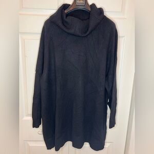 Lands' End Women's Ling sleeve turtleneck cashmere sweater dress 3X Black NWOT